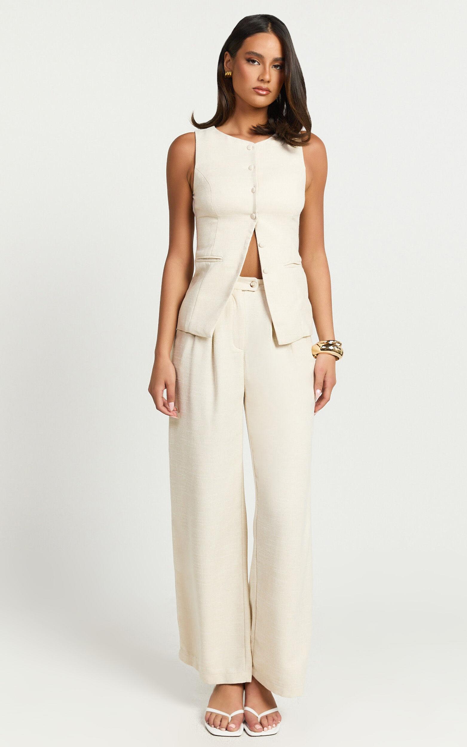 Andie Pants - High Waist Tailored Pants in Cream Product Image