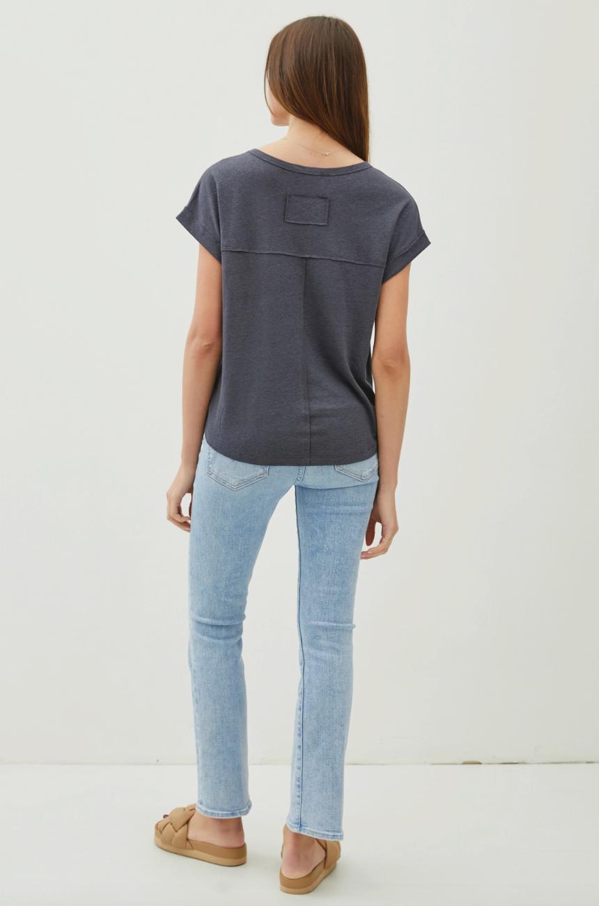 Raw Edge Detailed Linen Tee Product Image