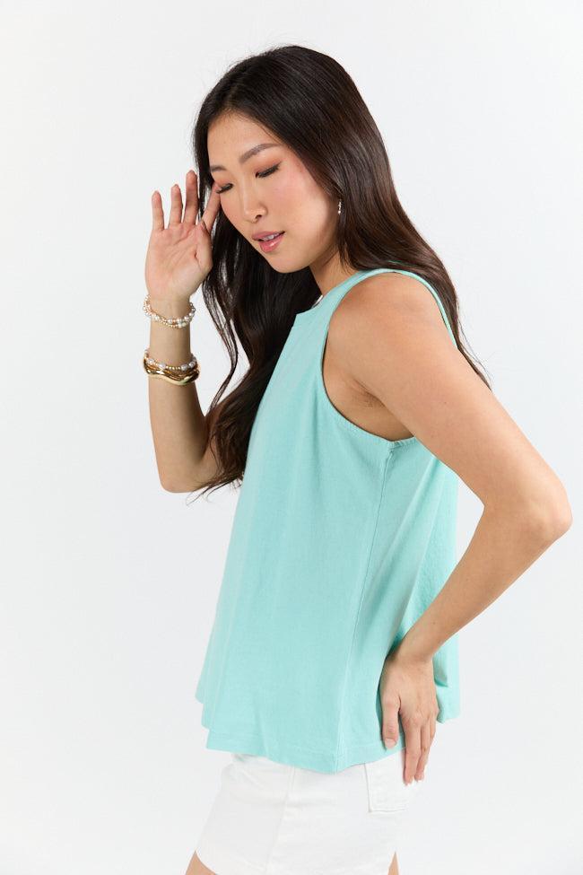 Casual Composure Turquoise Knit Tank Top Product Image