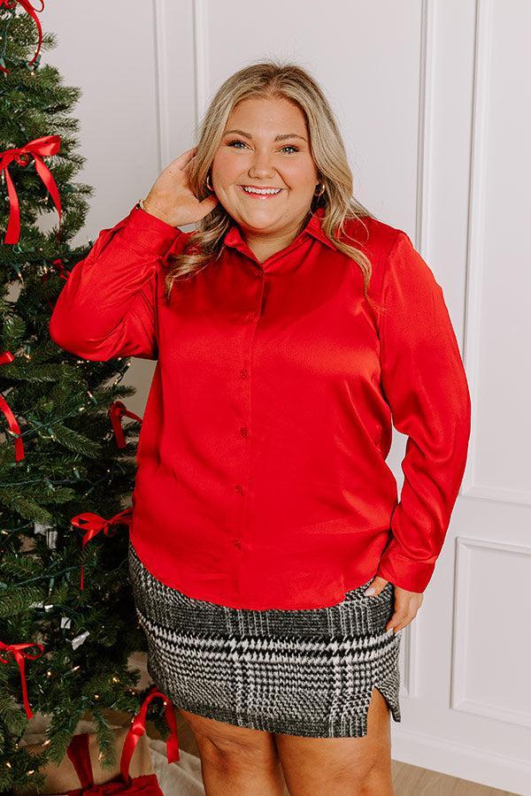 Roaming The City Button Up in Red Curves Product Image