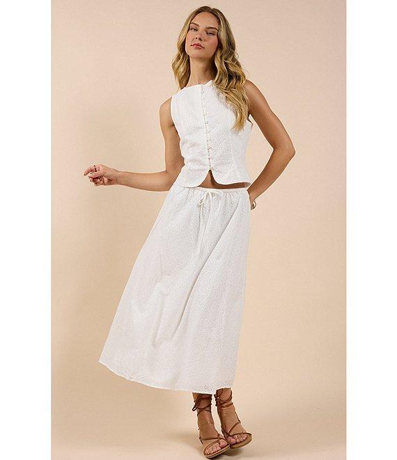 Sadie & Sage Eyelet Button Down Tie-Back Coordinating Vest Product Image