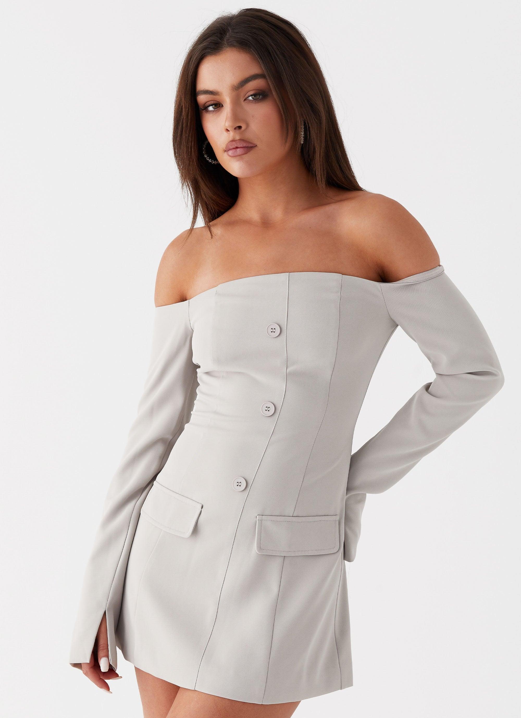 Dominique Blazer Mini Dress - Grey Product Image