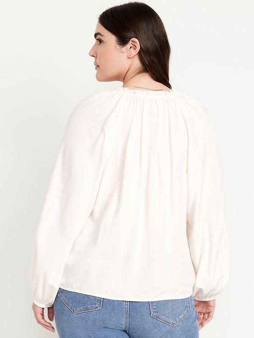 Ruffled Split-Neck Top Product Image