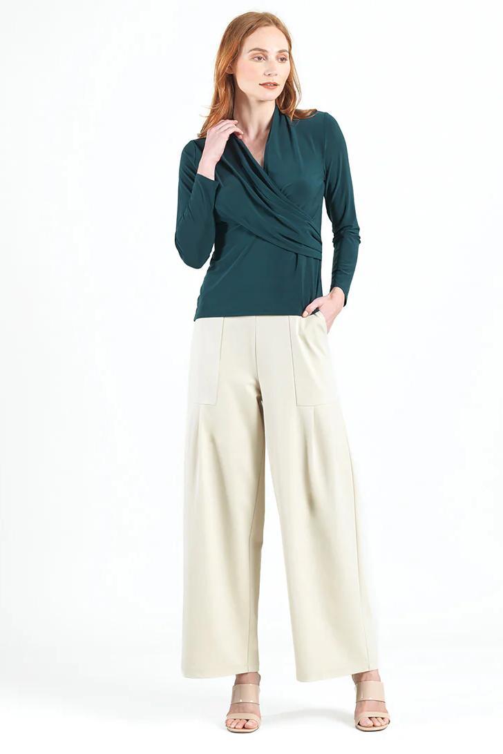 V-Neck Draped Pleat Top Product Image