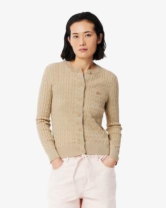 Washed Effect Cable Knit Cardigan Product Image
