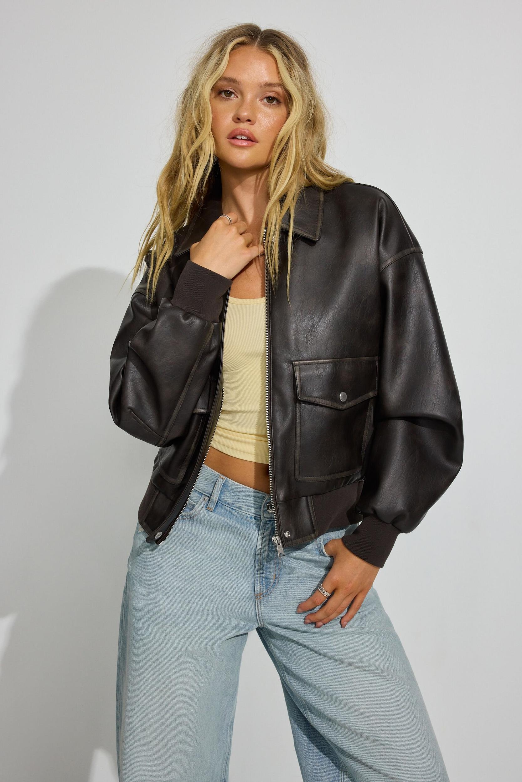 Vintage Faux Leather Jacket Product Image
