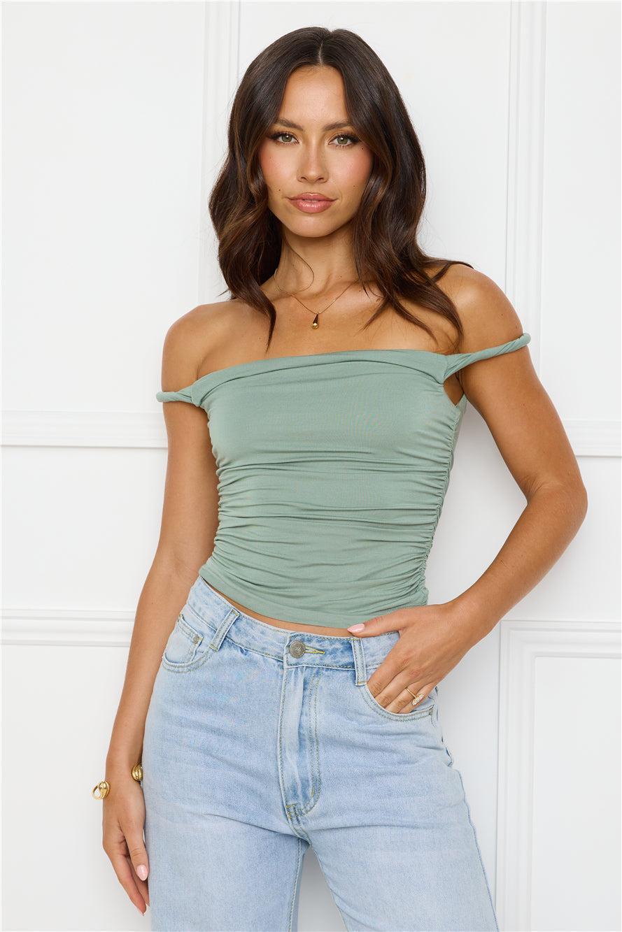 Key Piece Off Shoulder Top Sage Product Image