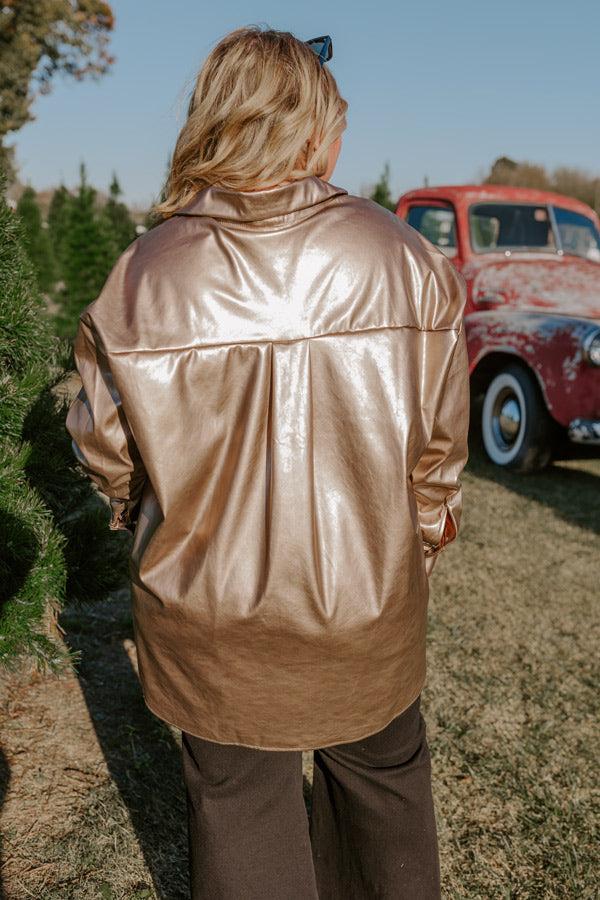 Sip Of Champagne Faux Leather Button Up Curves Product Image