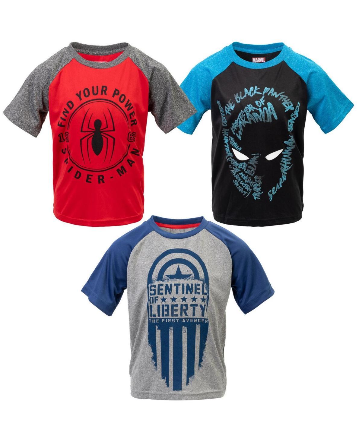 Marvel Little Boys Spider-Man Avengers Miles Morales Venom Hulk Captain America 3 Pack Athletic T-Shirts to Product Image