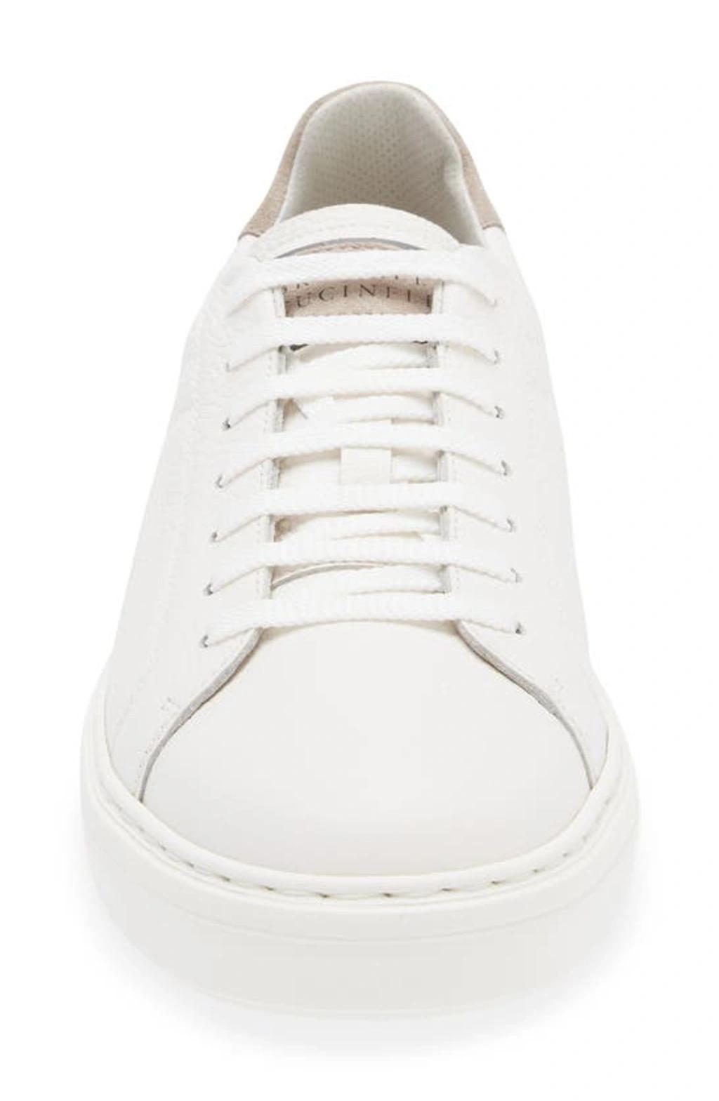 BRUNELLO CUCINELLI Semi-polished Calfskin Sneakers In White Product Image