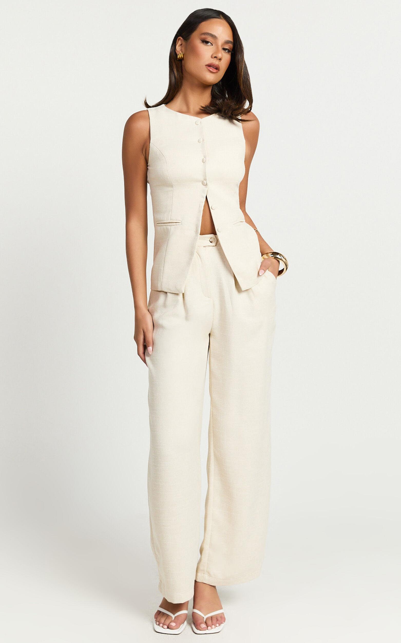 Andie Pants - High Waist Tailored Pants in Cream Product Image