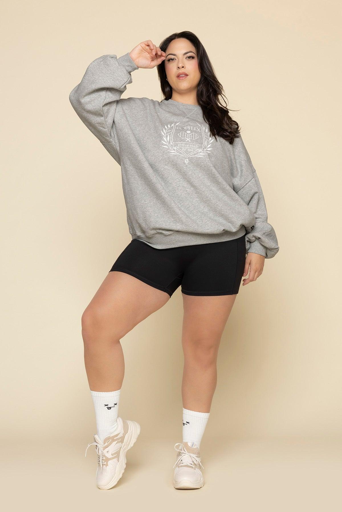 POPFLEX® Active Club Cloud Crewneck Sweater - Heather Grey Product Image