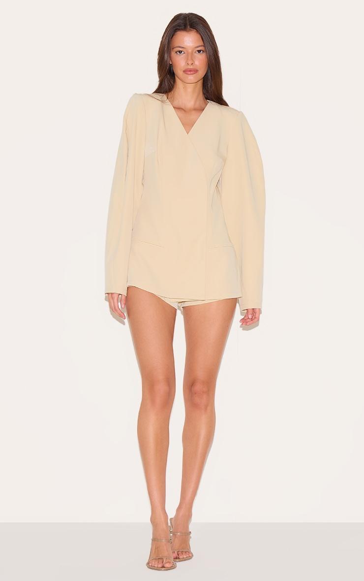 Butter Yellow Cross Front Cocoon Sleeve Tailored Romper Product Image