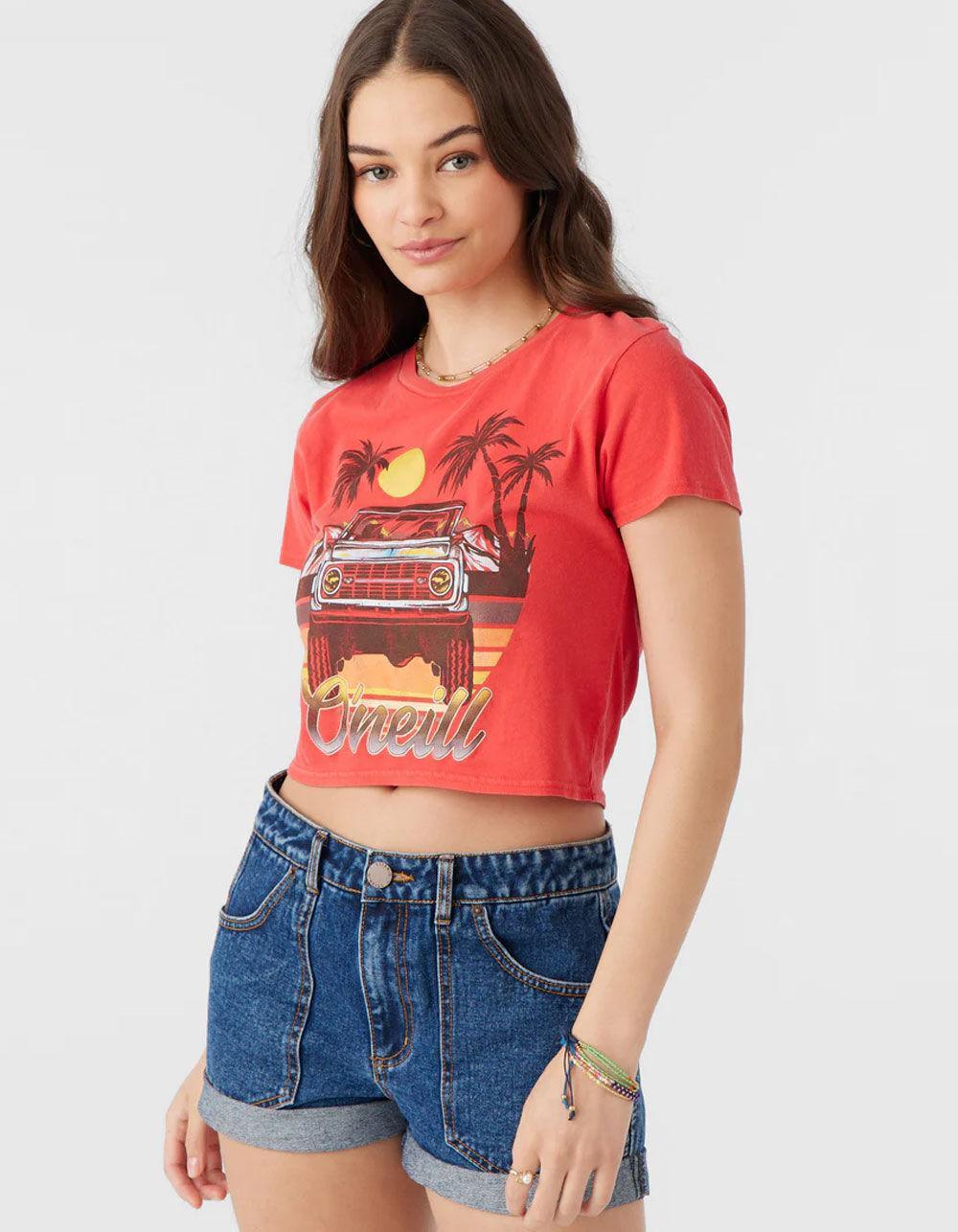O'NEILL Drive Wild Womens Crop Baby Tee - RED Product Image