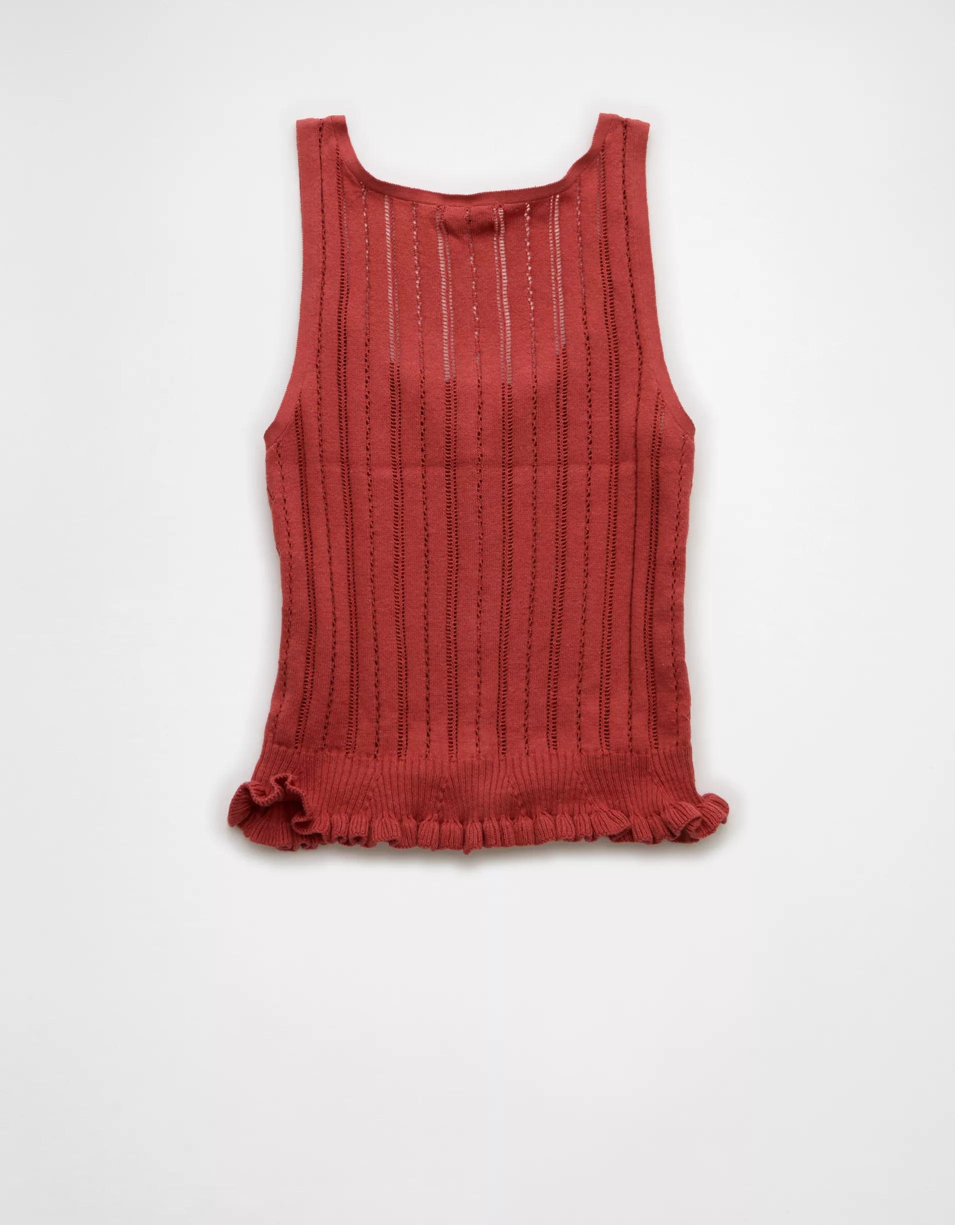 AE Pointelle Peplum Sweater Tank Top Product Image