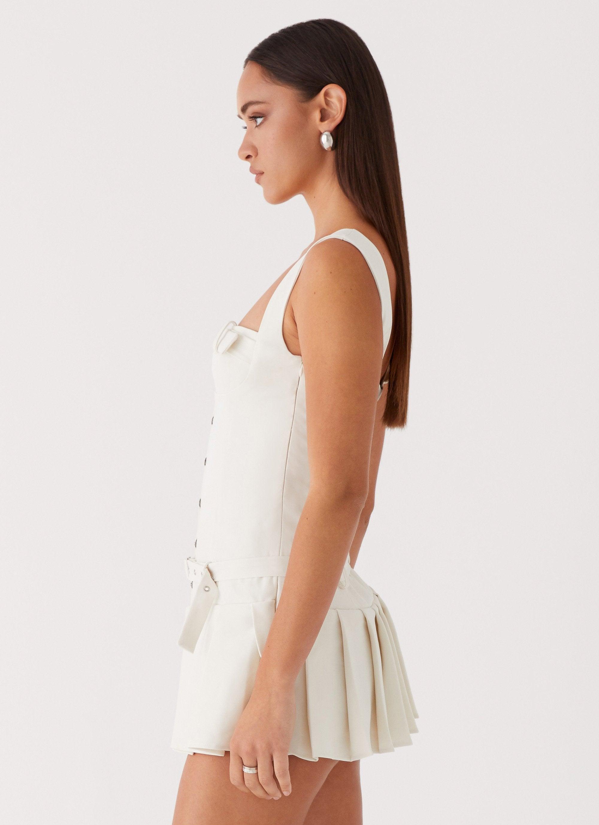 Poetic Justice Belt Mini Dress - White Product Image