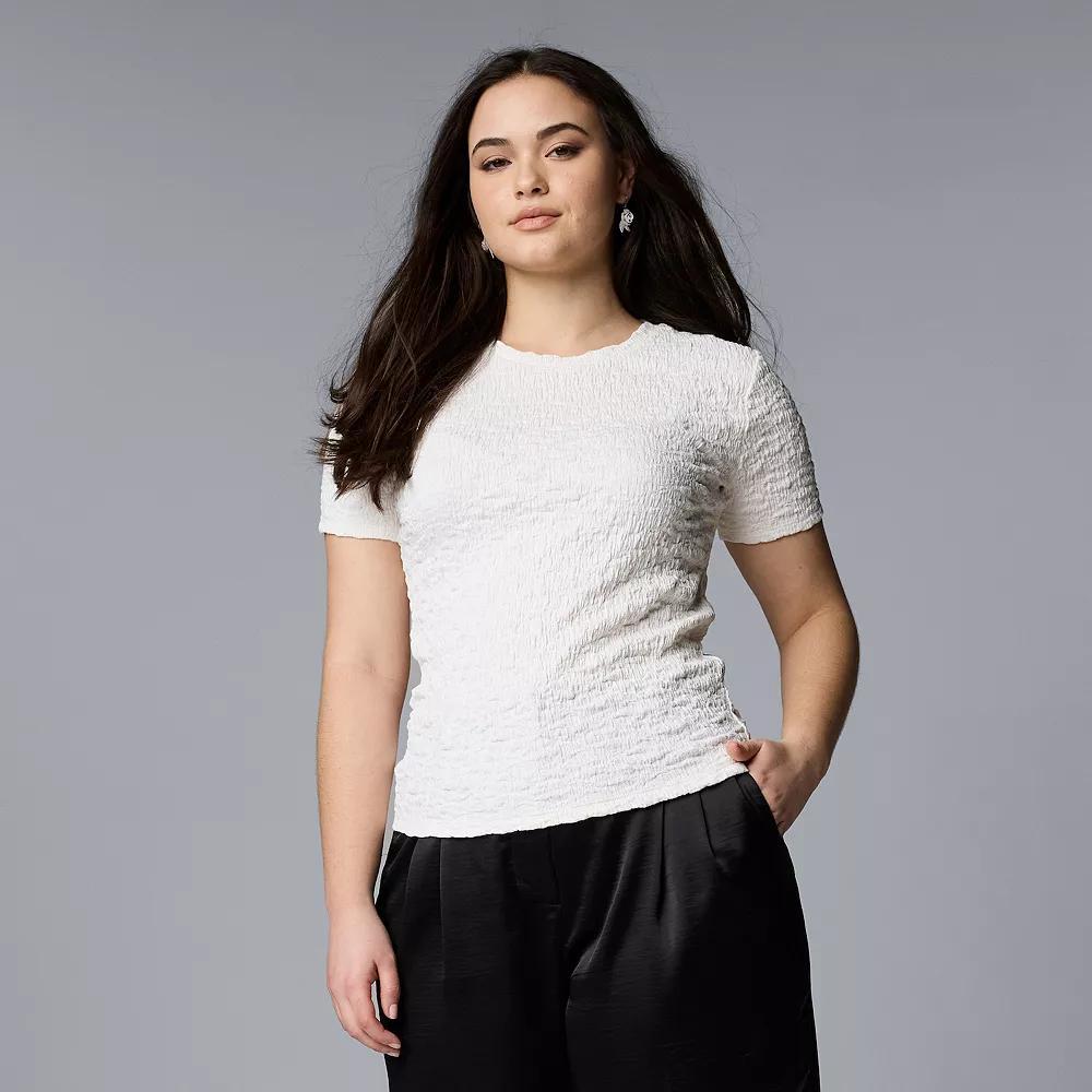 Petite Simply Vera Vera Wang® Texture Tee, Women's, Size: XL Petite, Whisper White Product Image