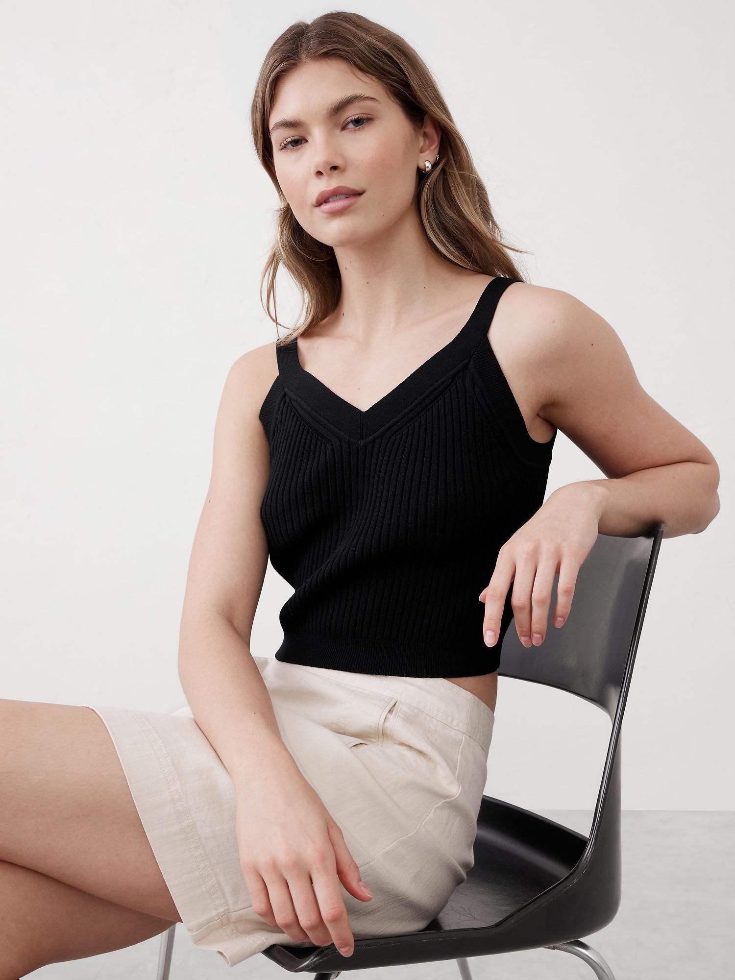 Ribbed Cropped Sweater Tank Product Image