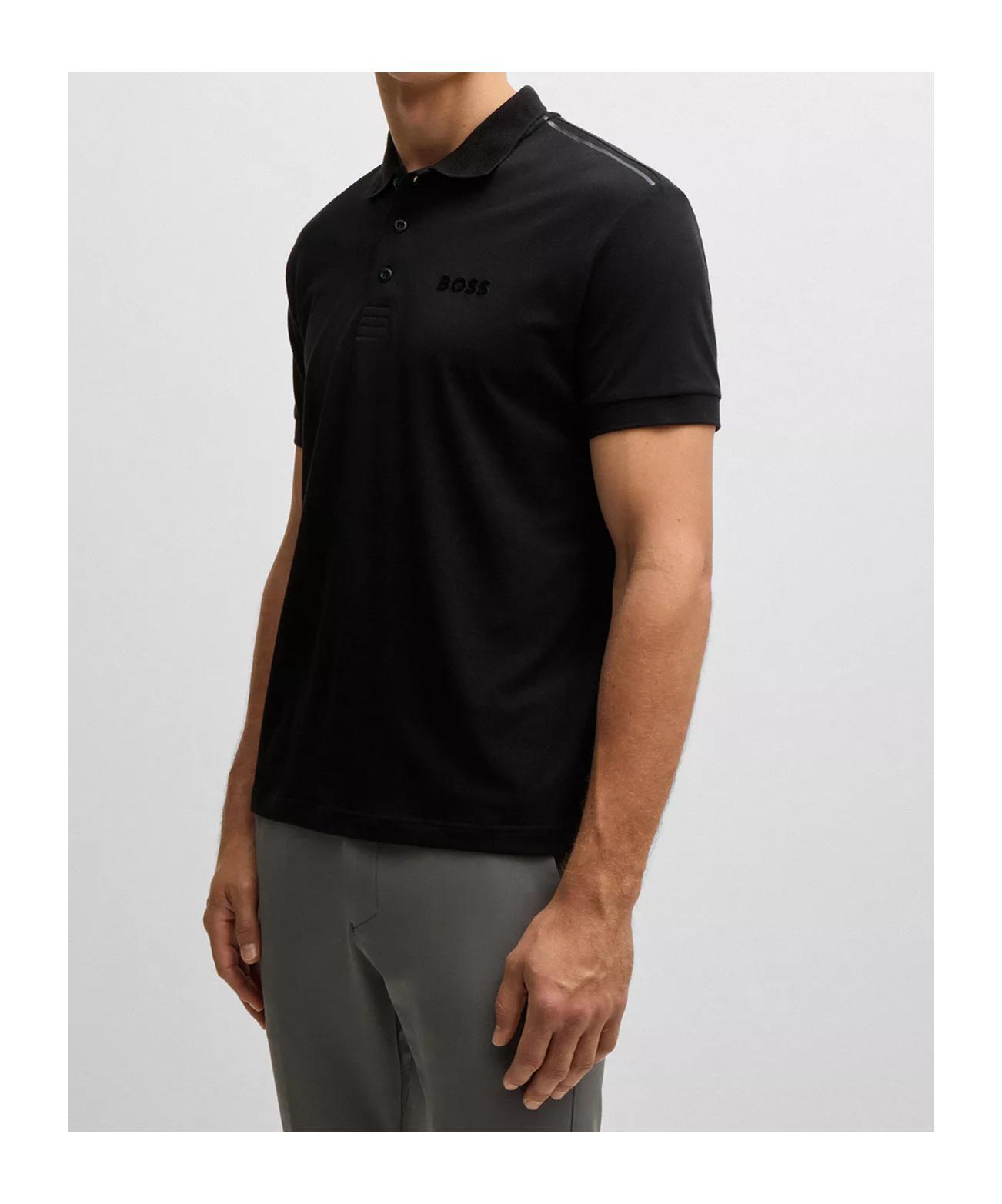 HUGO BOSS Paddy Stretch-cotton Polo Shirt With Logo Detail In Black Product Image