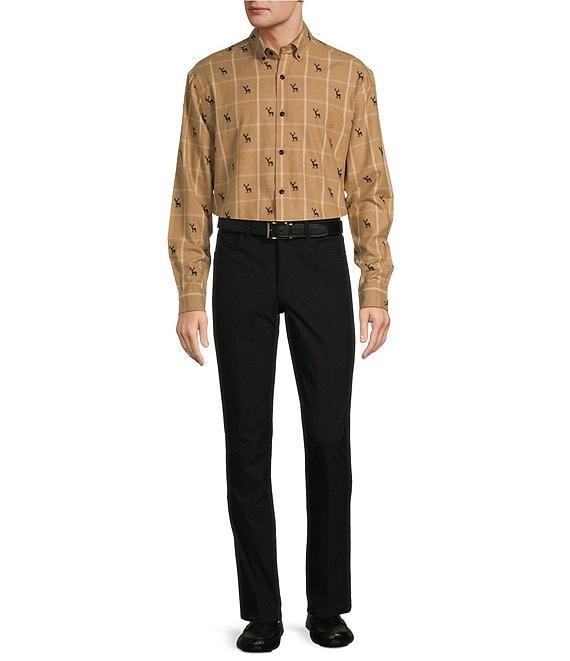 Roundtree & Yorke Long Sleeve Deer Clip Dobby Plaid Portuguese Flannel Sport Shirt Product Image