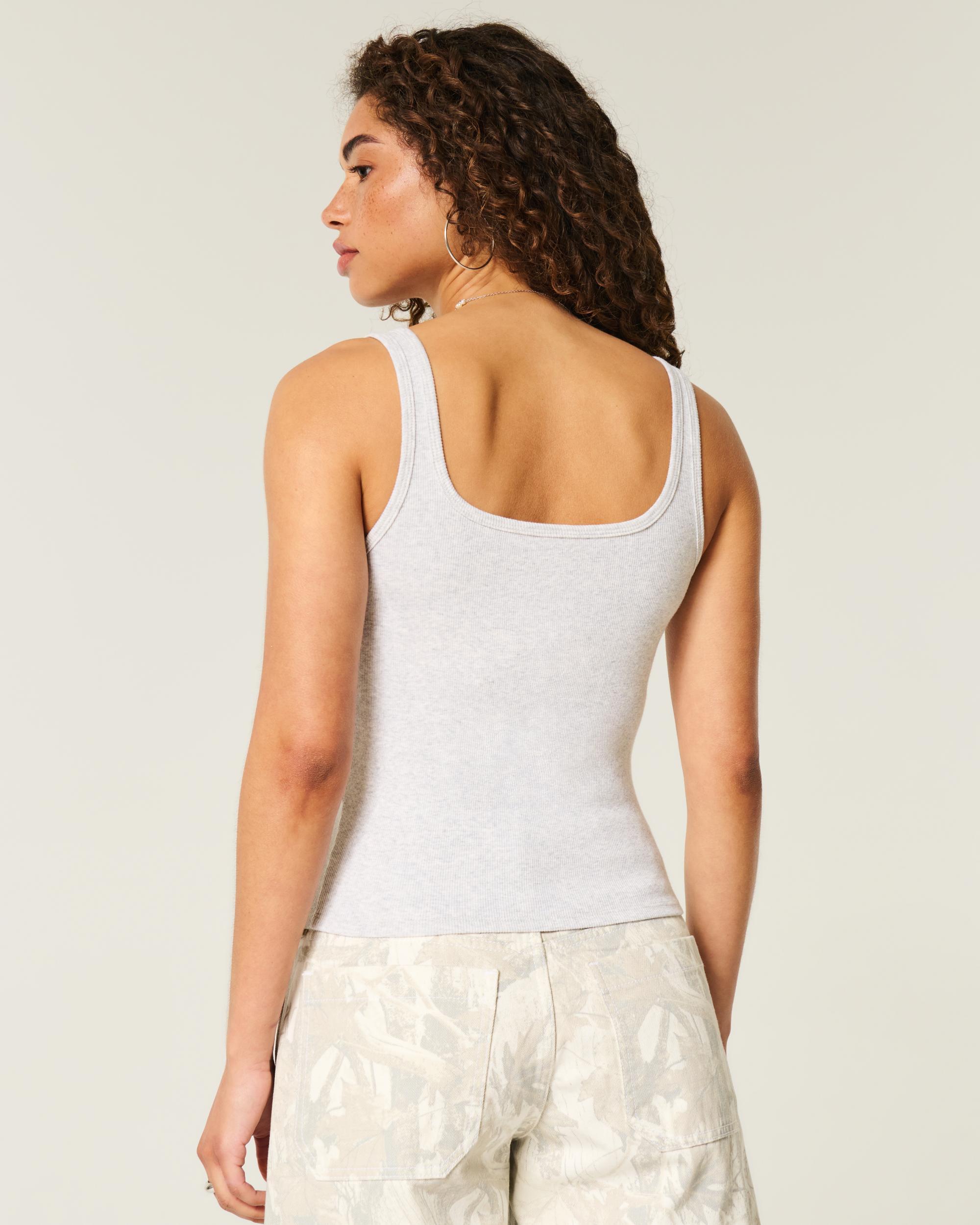 Ribbed Button-Through Square-Neck Tank Product Image
