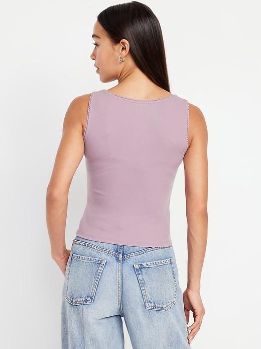 Cinched Rib-Knit Crop Tank Top Product Image