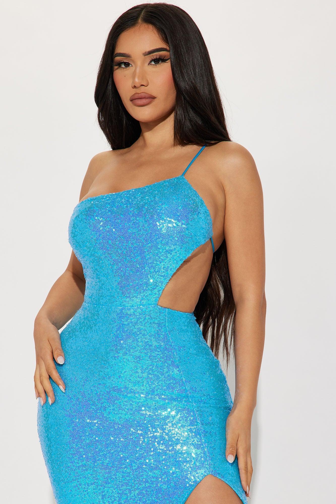 Shine On You Sequin Gown - Aqua Product Image