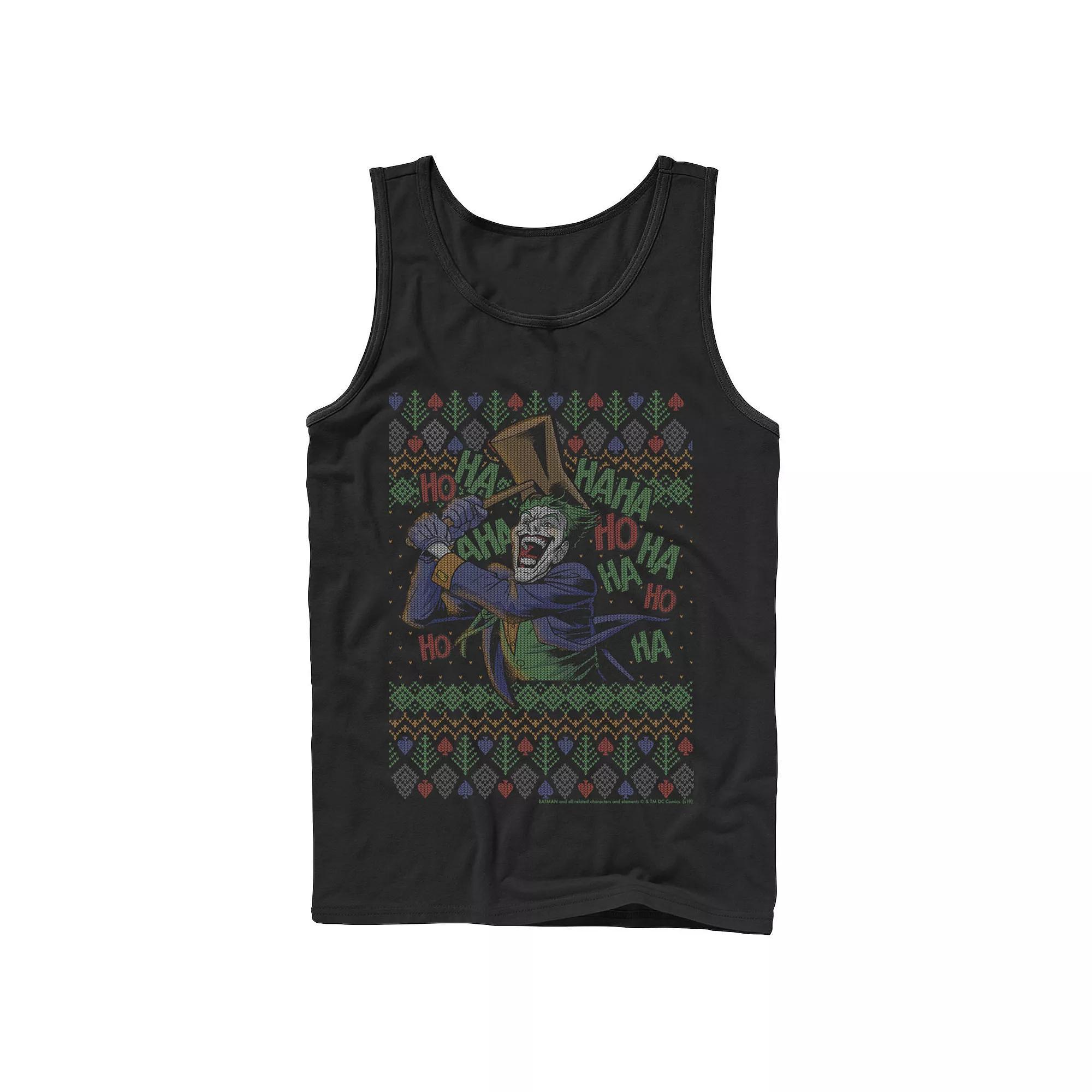 Mens Batman The Joker Laughing Vintage Knit Style Tank Top, Men's, Size: Small, Black Product Image