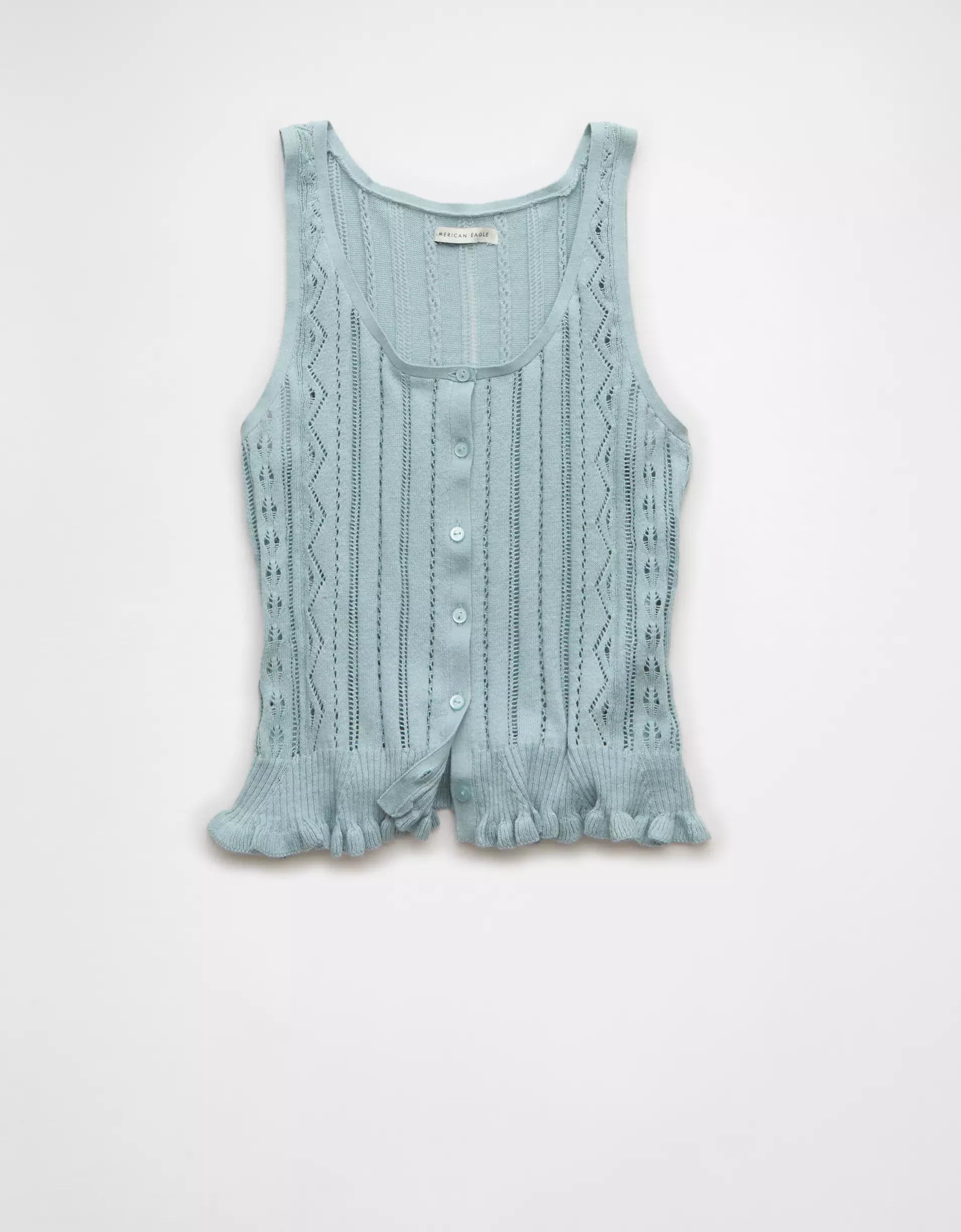 AE Pointelle Peplum Sweater Tank Top Product Image