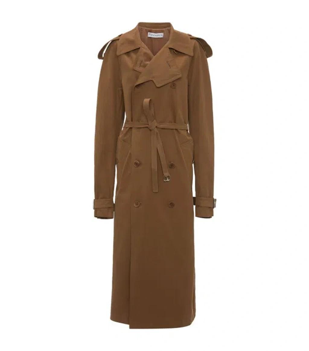 JW ANDERSON Belted Cotton Trench Coat In Brown Product Image