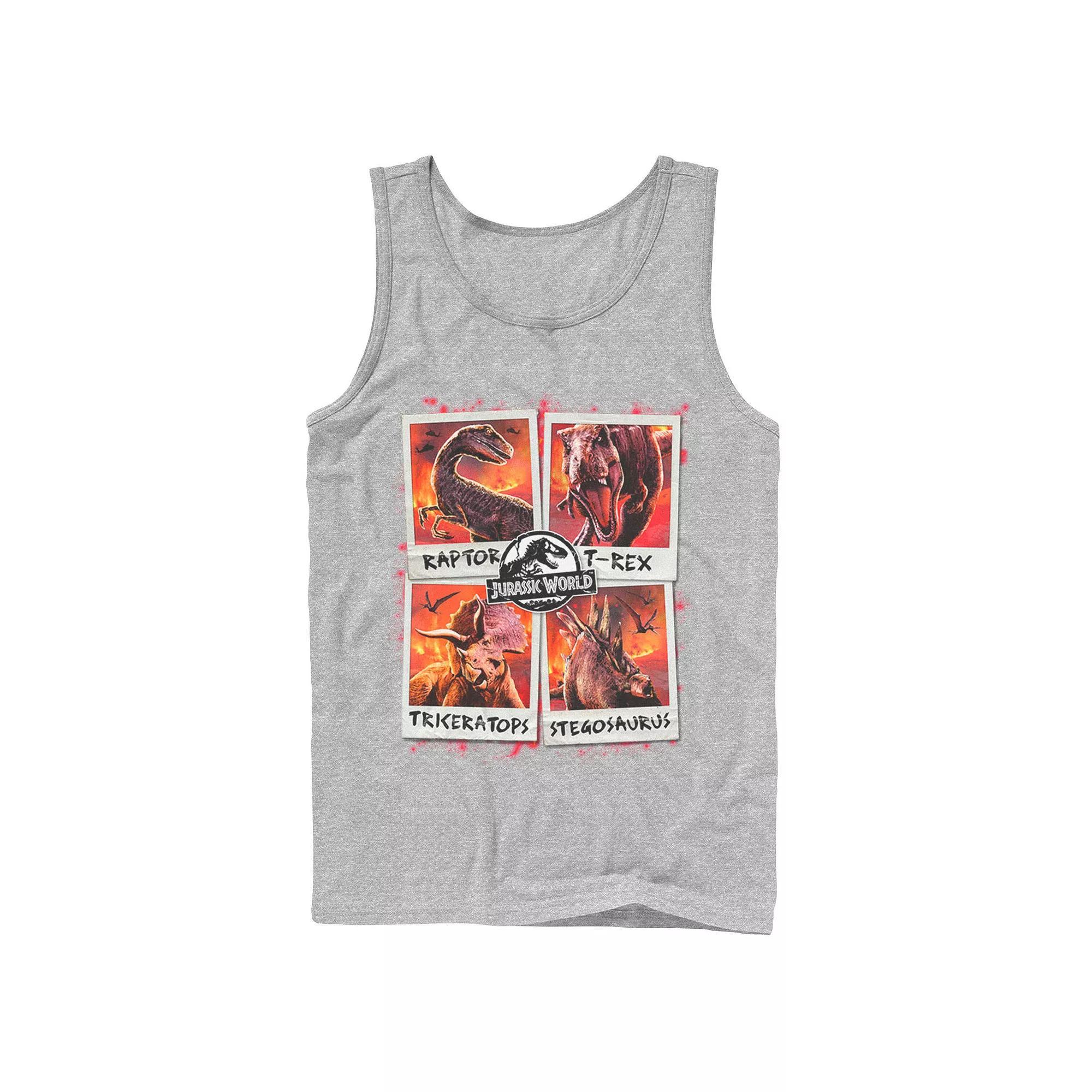Men's Jurassic World Two Dino Vacation Polaroids Tank Top,  Product Image