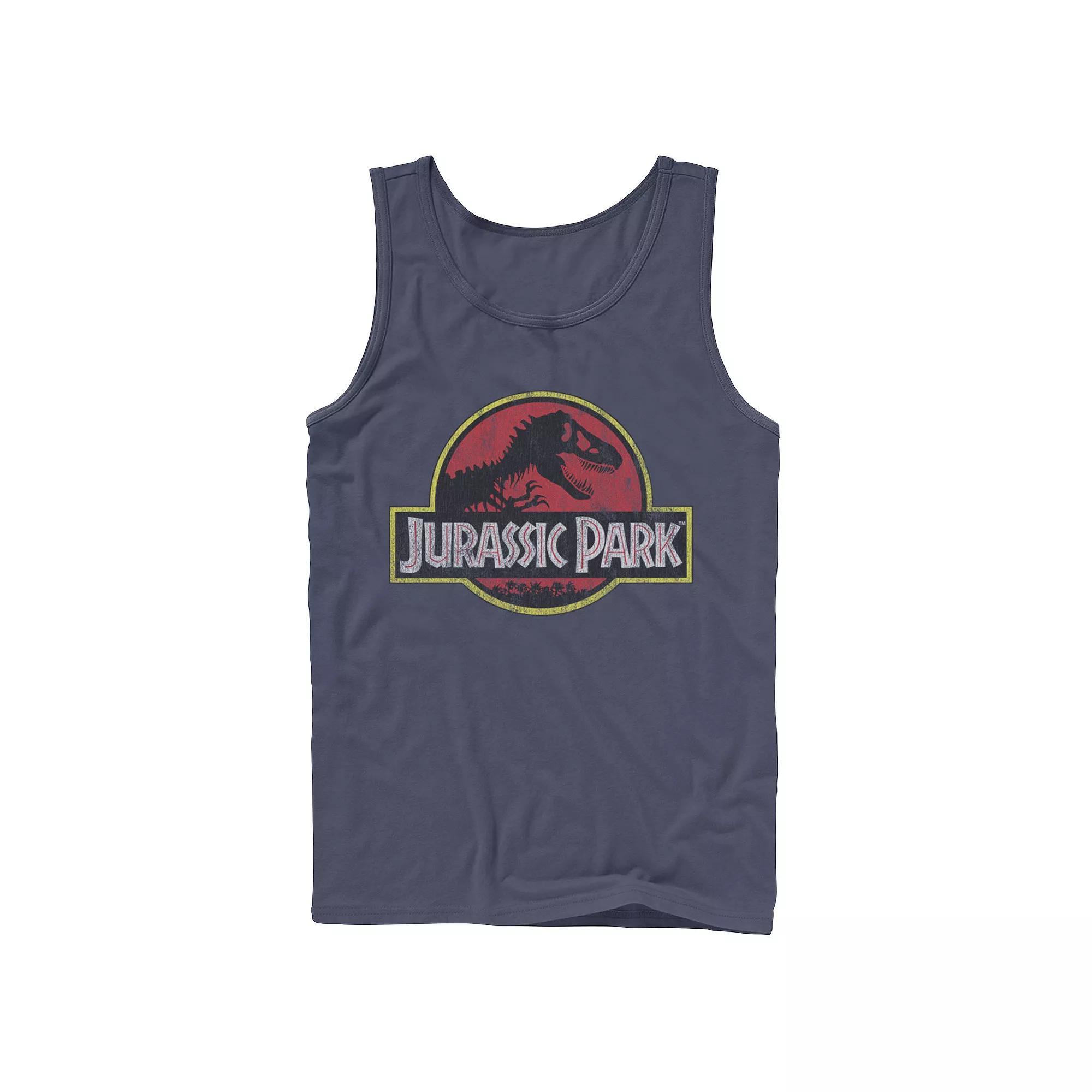 Men's Jurassic Park Distressed Original Park Logo Graphic Tank Top,  Product Image