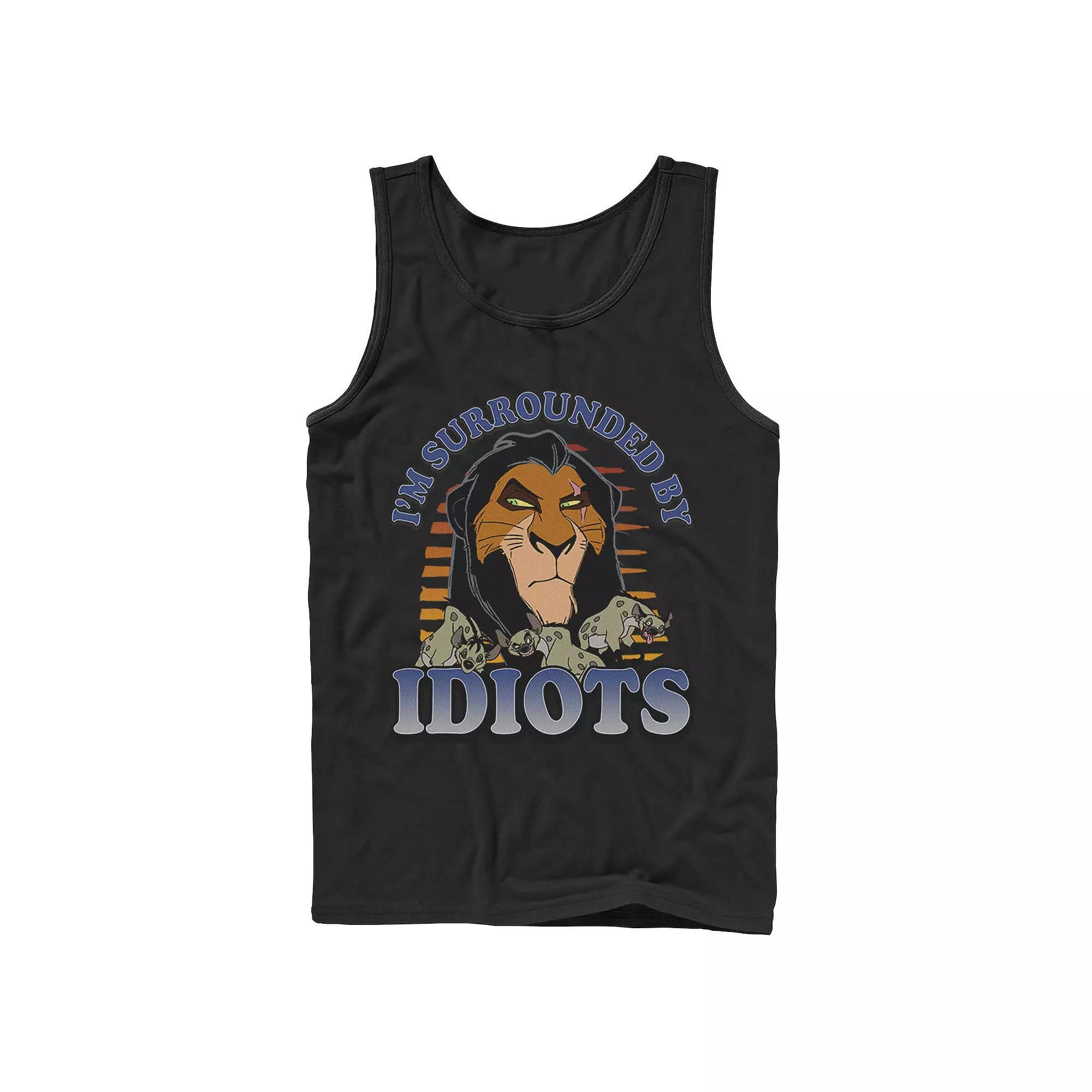 Disney's The Lion King Scar Men's Surrounded By Idiots Sunset Poster Tank Top, Size: XXL, Black Product Image