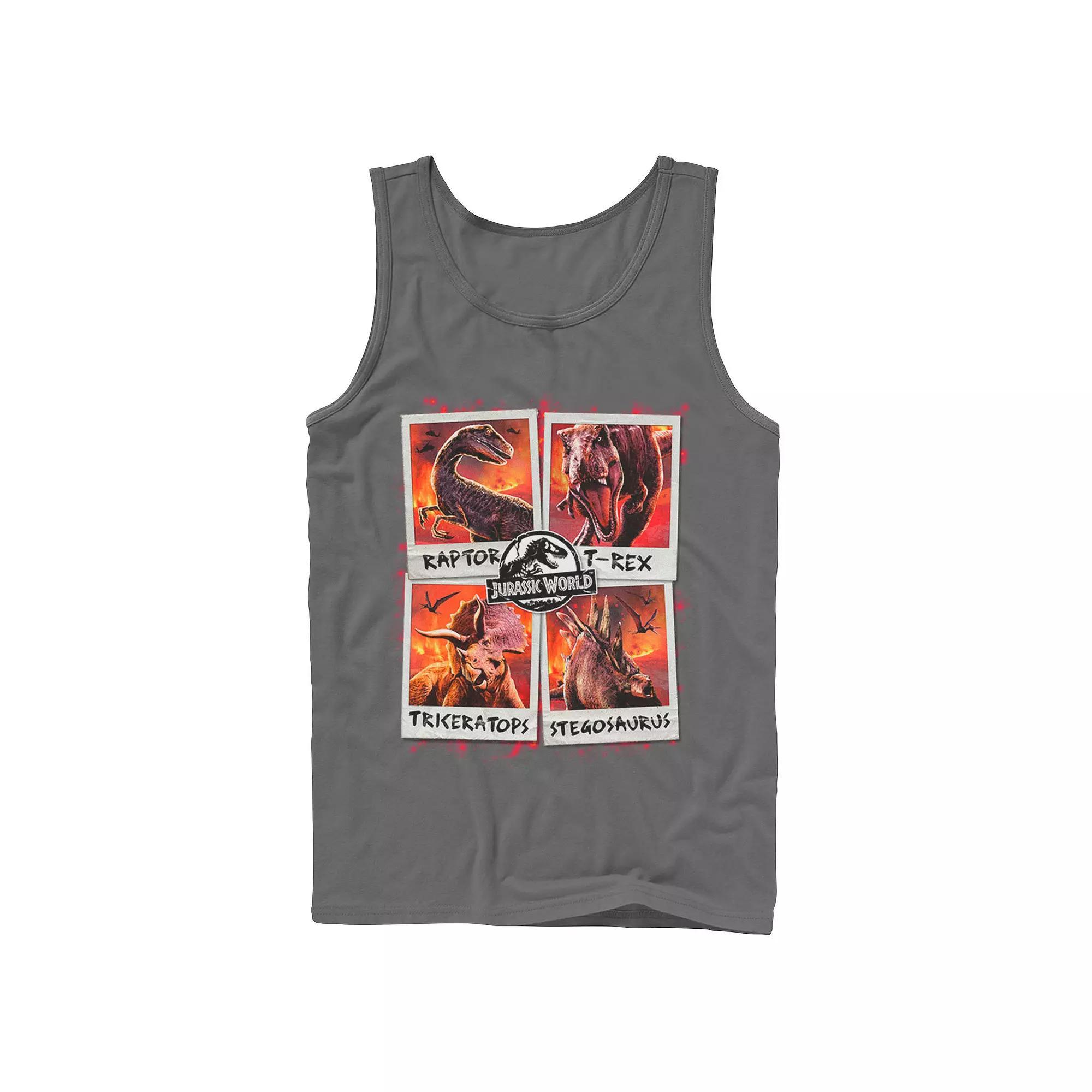 Men's Jurassic World Two Dino Vacation Polaroids Tank Top,  Product Image