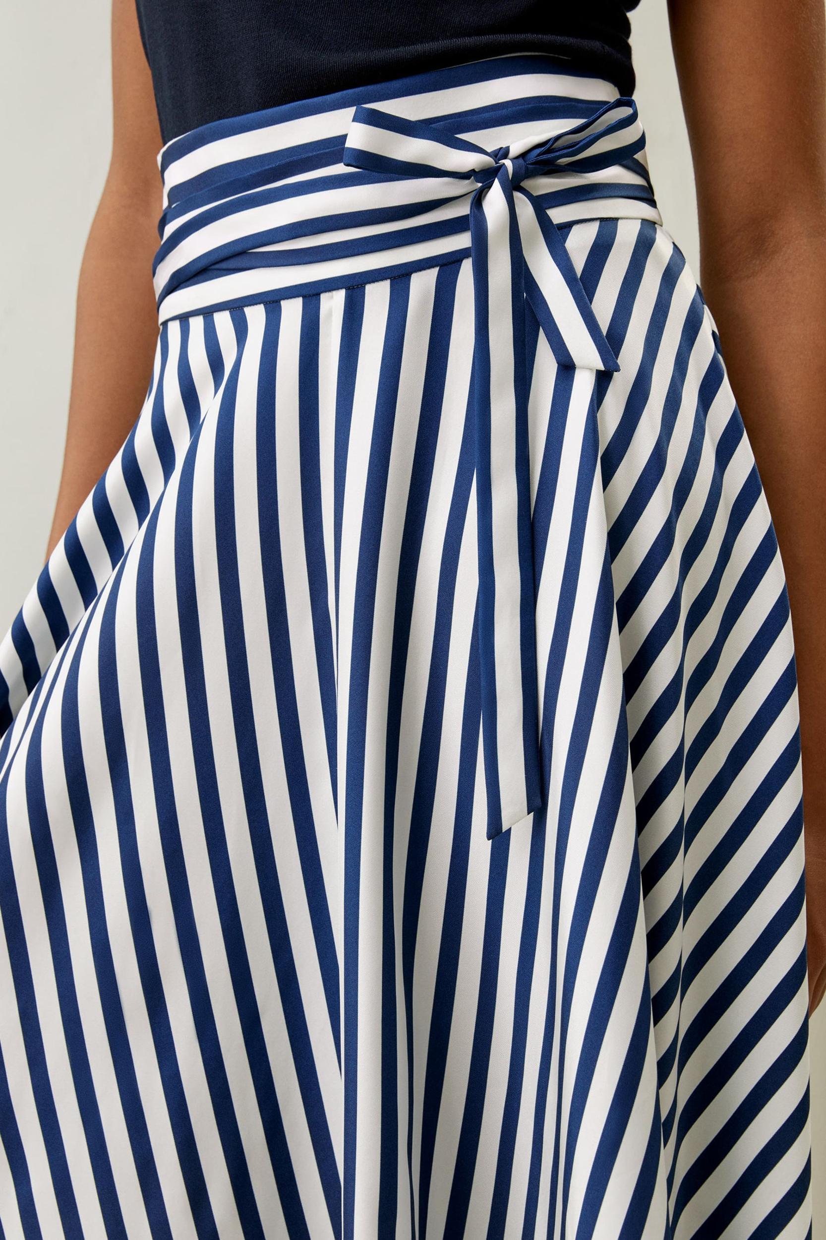 Silk Striped Midi Skirt Product Image