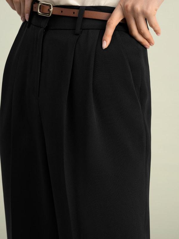 Timeless Pleated Wide-Leg Dense Silk Trousers Product Image