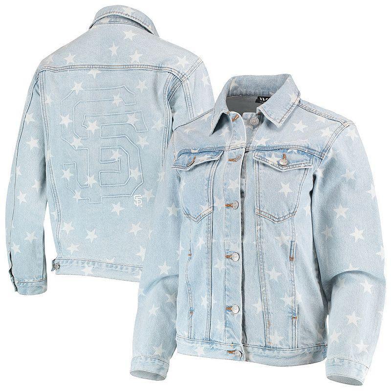 Women's The Wild Collective San Francisco Giants Allover Print Button-Up Denim Jacket,  Product Image