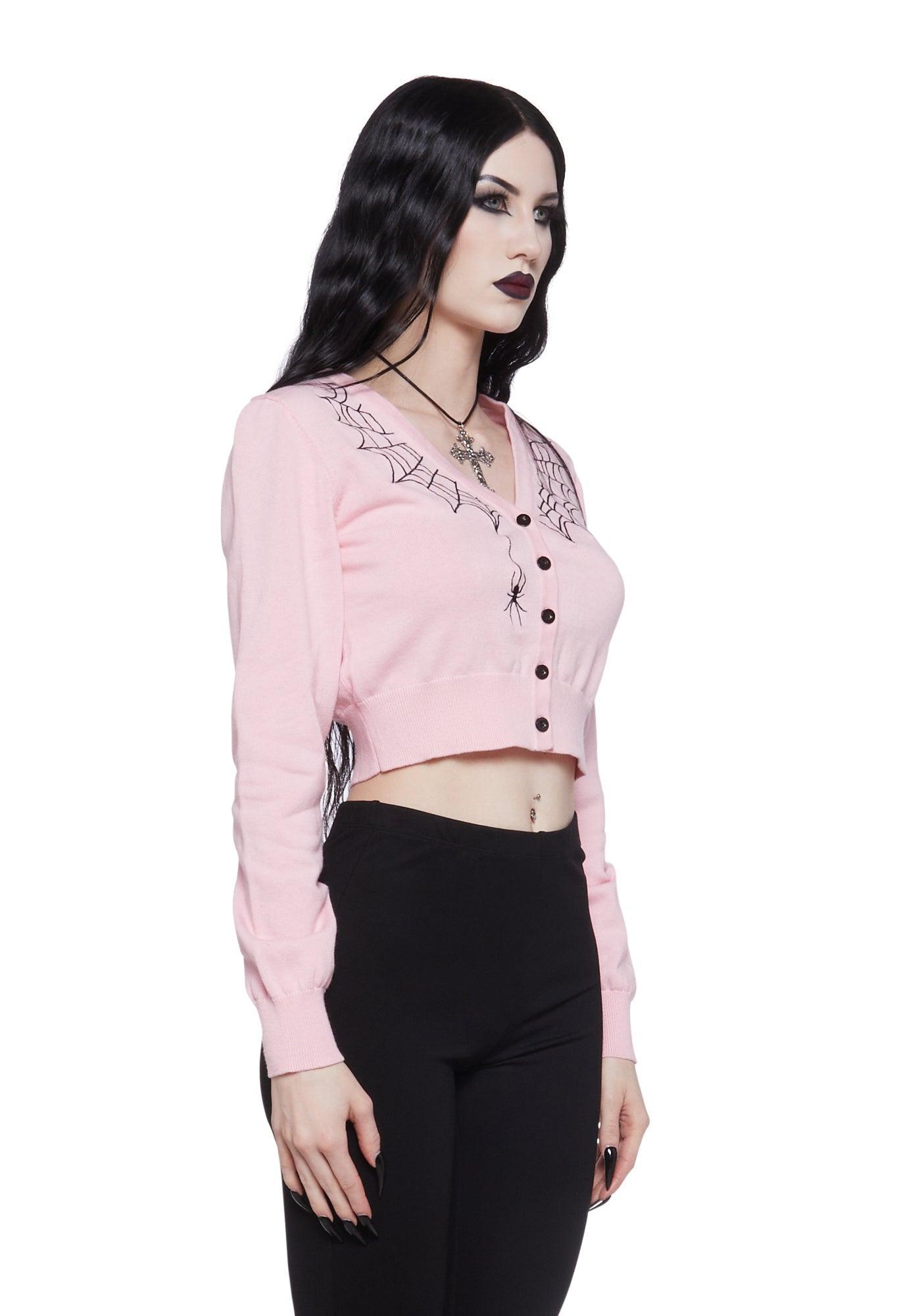 Web Obsessed Embroidered Cardigan - Pink Product Image