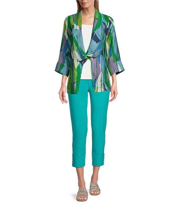 IC Collection Abstract Print Woven Waterfall Collar Bracelet Sleeve Jacket Product Image