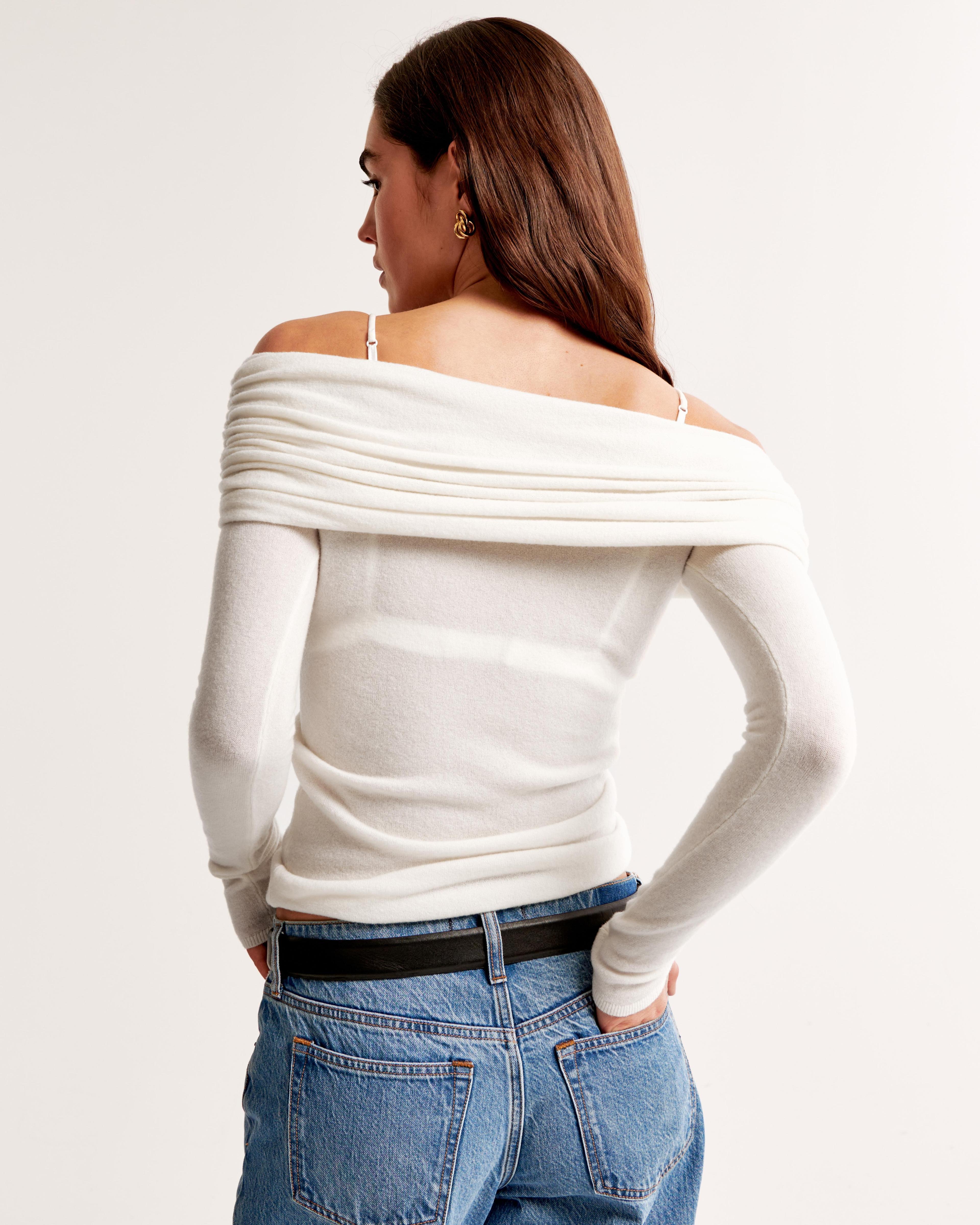 Long-Sleeve Off-The-Shoulder Ruched Top Product Image