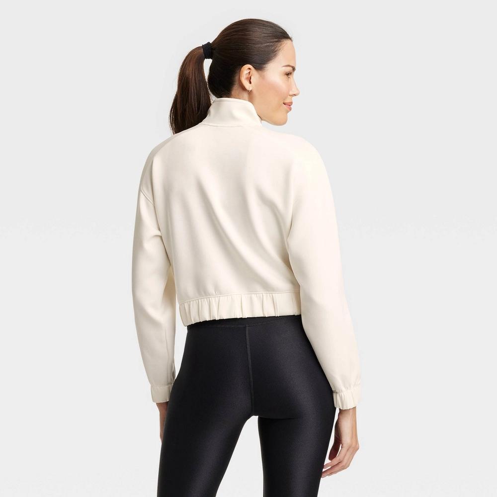 Women's Airy Sleek Full Zip Jacket - All In Motion™ Cream S Product Image