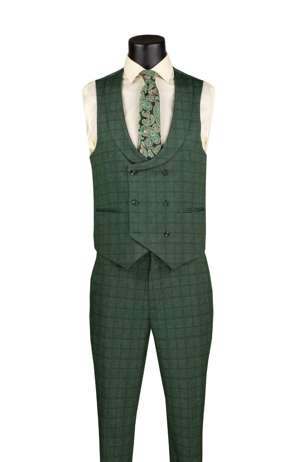 Slim Fit 3 Piece Stretch Fabric Suit in Green Product Image