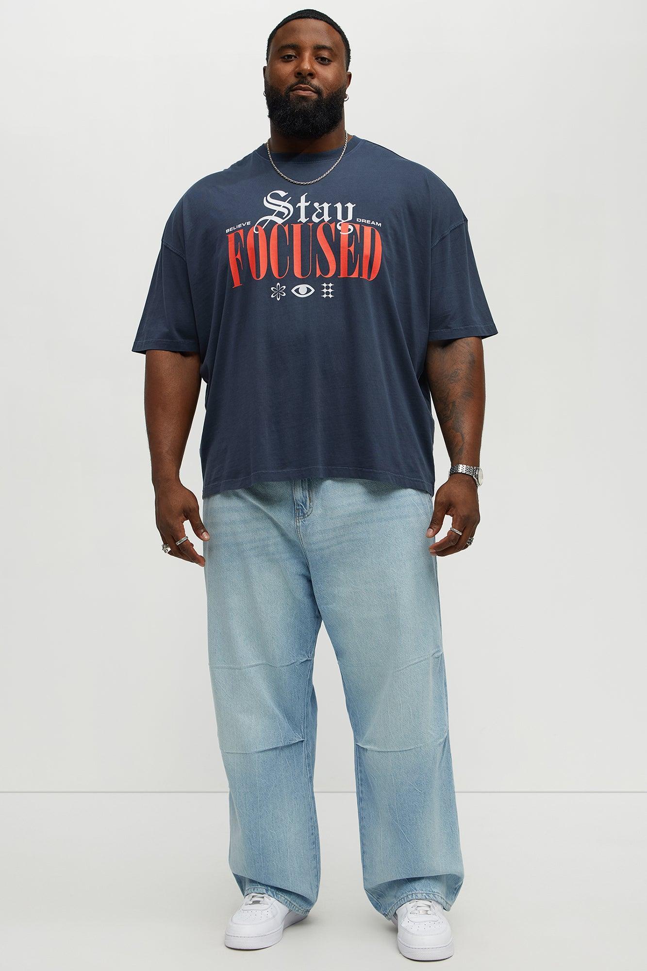 Stay Focused Oversized Short Sleeve Tee - Navy Male Product Image