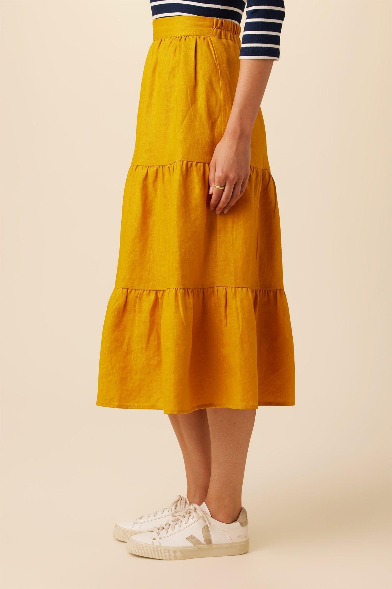 Jill Linen Skirt - Sunflower - ReAmour Product Image