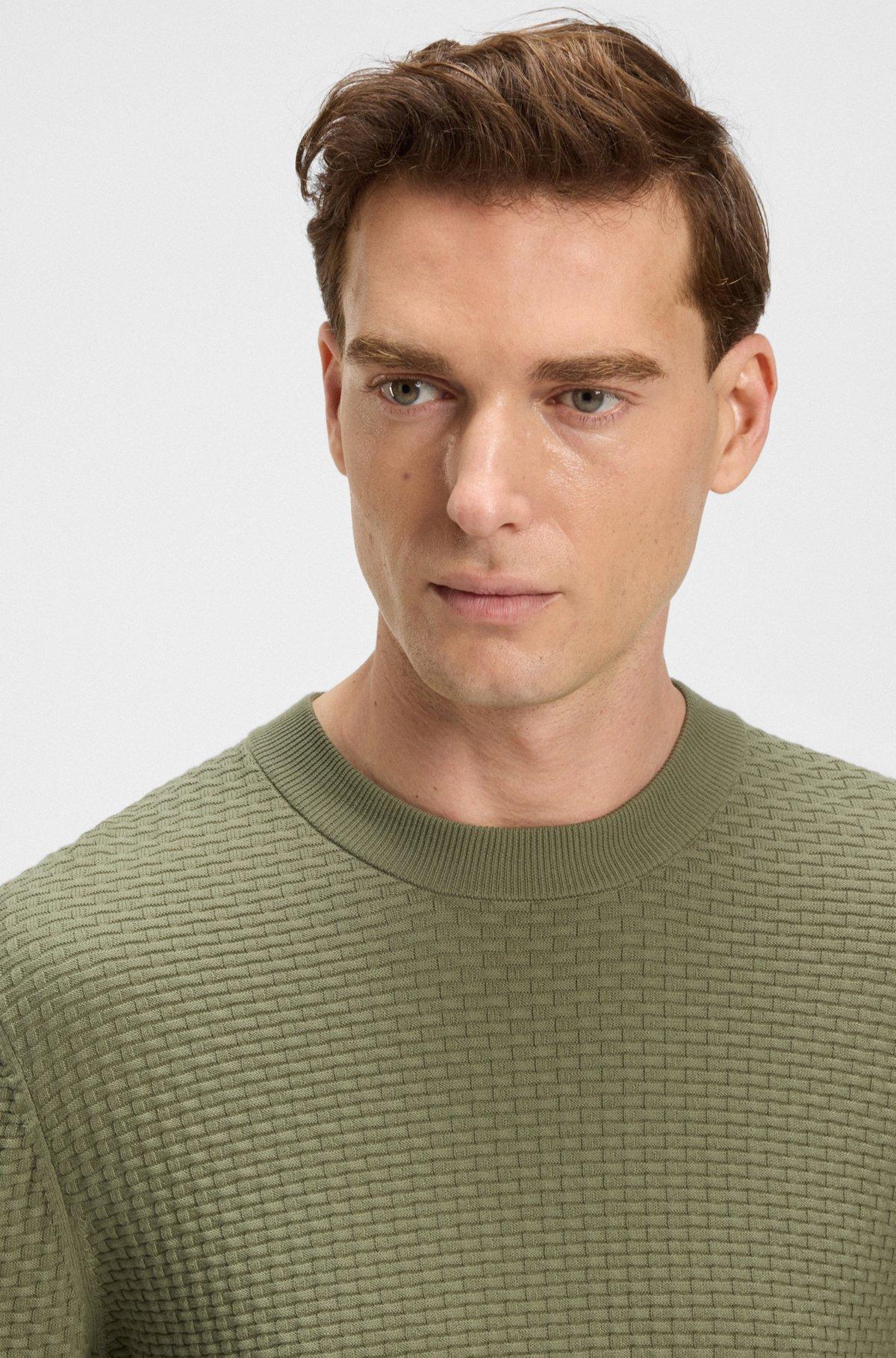 Cotton sweater with knitted structure Product Image