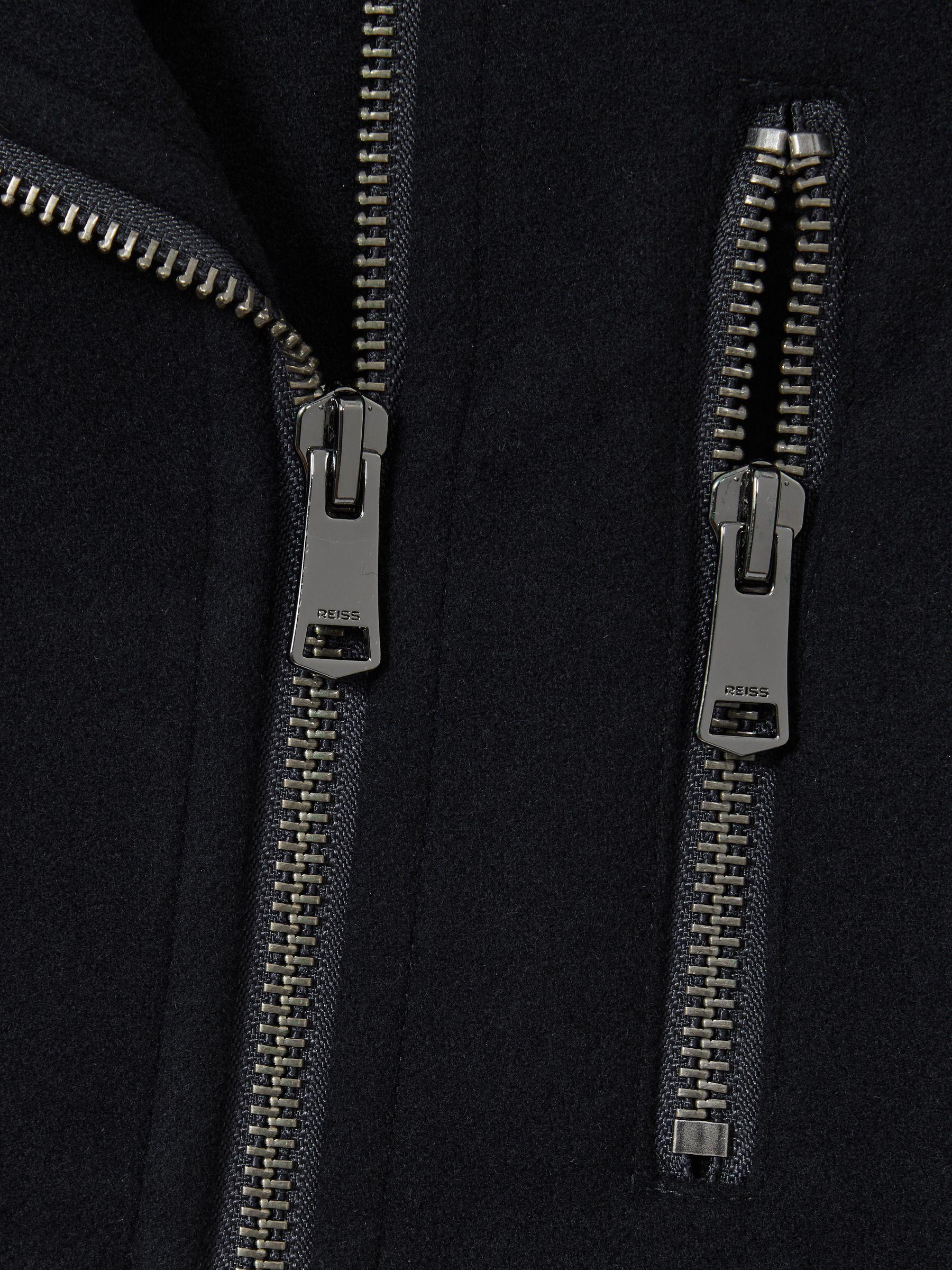 Wool-Blend Biker Jacket in Navy Product Image