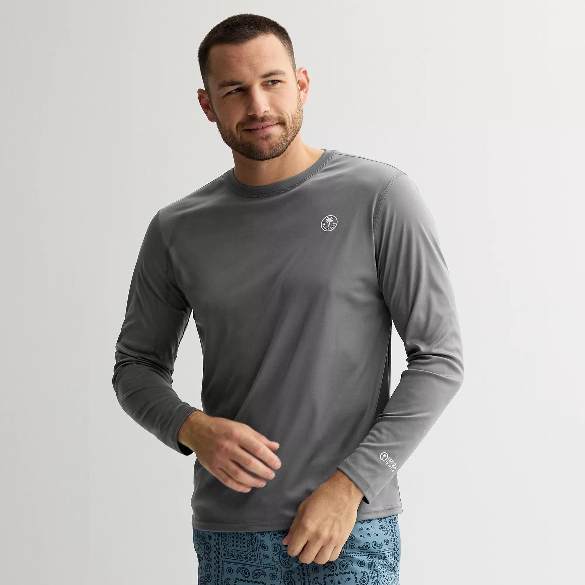 Men's Trinity Coast Long Sleeve Swim Shirt, Size: XS, Grey Product Image