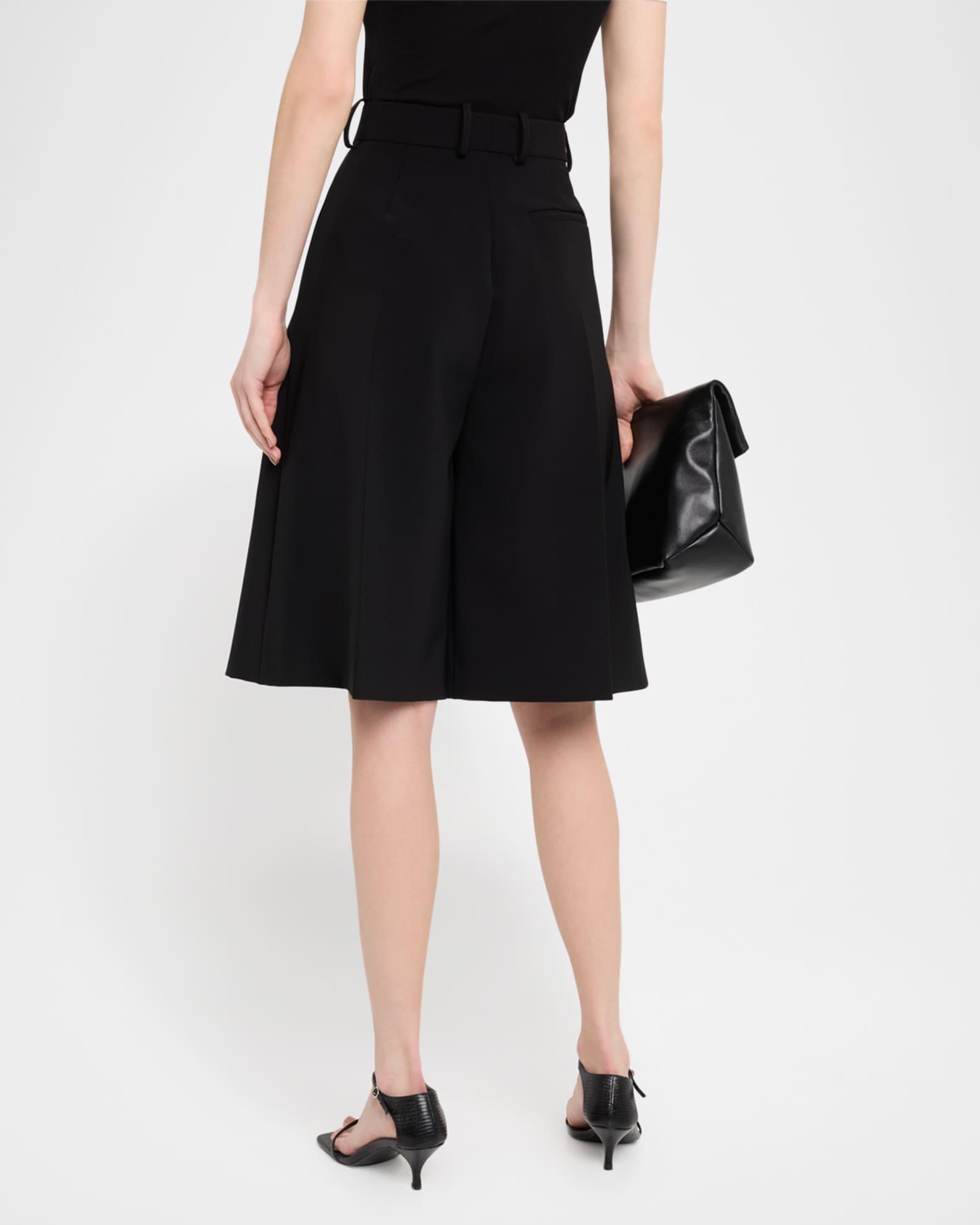 Pleated Tech Cady Wide-Leg Bermuda Shorts Product Image