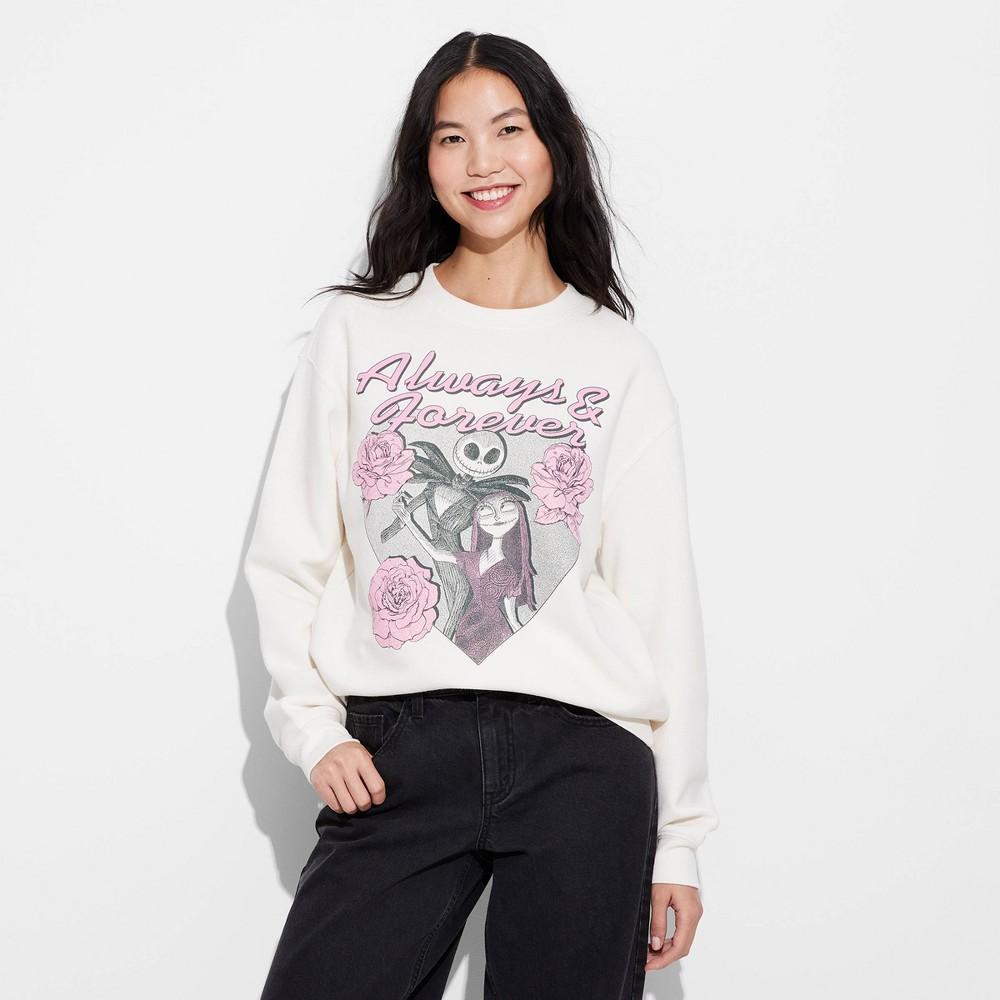 Womens Jack and Sally Always & Forever Graphic Sweatshirt - White Product Image