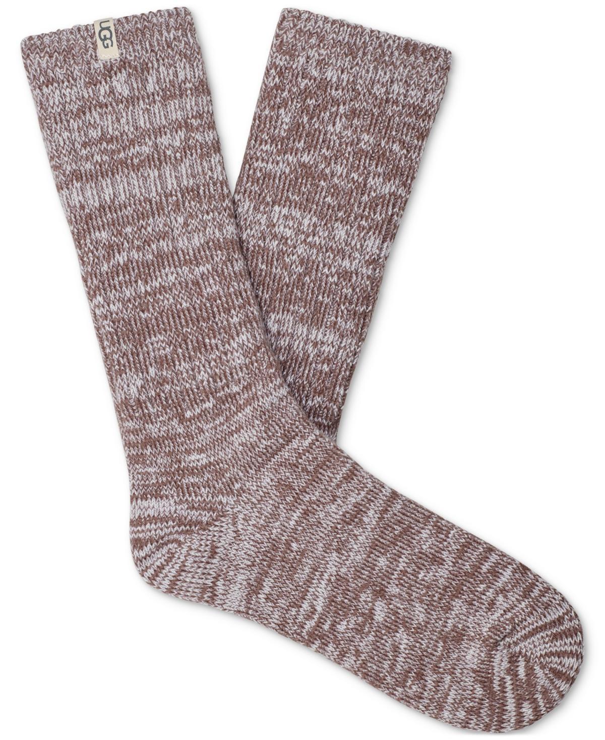 UGG Womens Rib Knit Slouchy Crew Sock Polyester Blend/Recycled Materials Socks in White/ Product Image